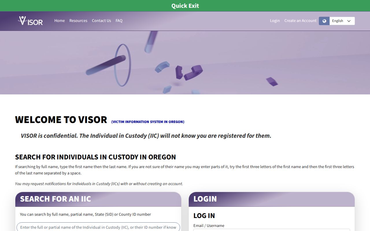 Hood River County arrest custody notifications through Oregon VISOR