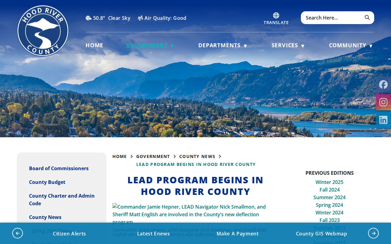 Hood River criminal history LEAD program information