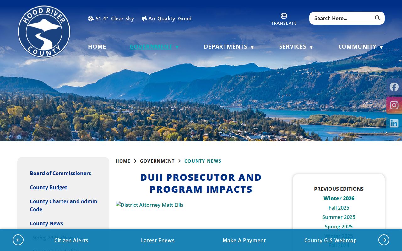 Hood River criminal record DUII referral report