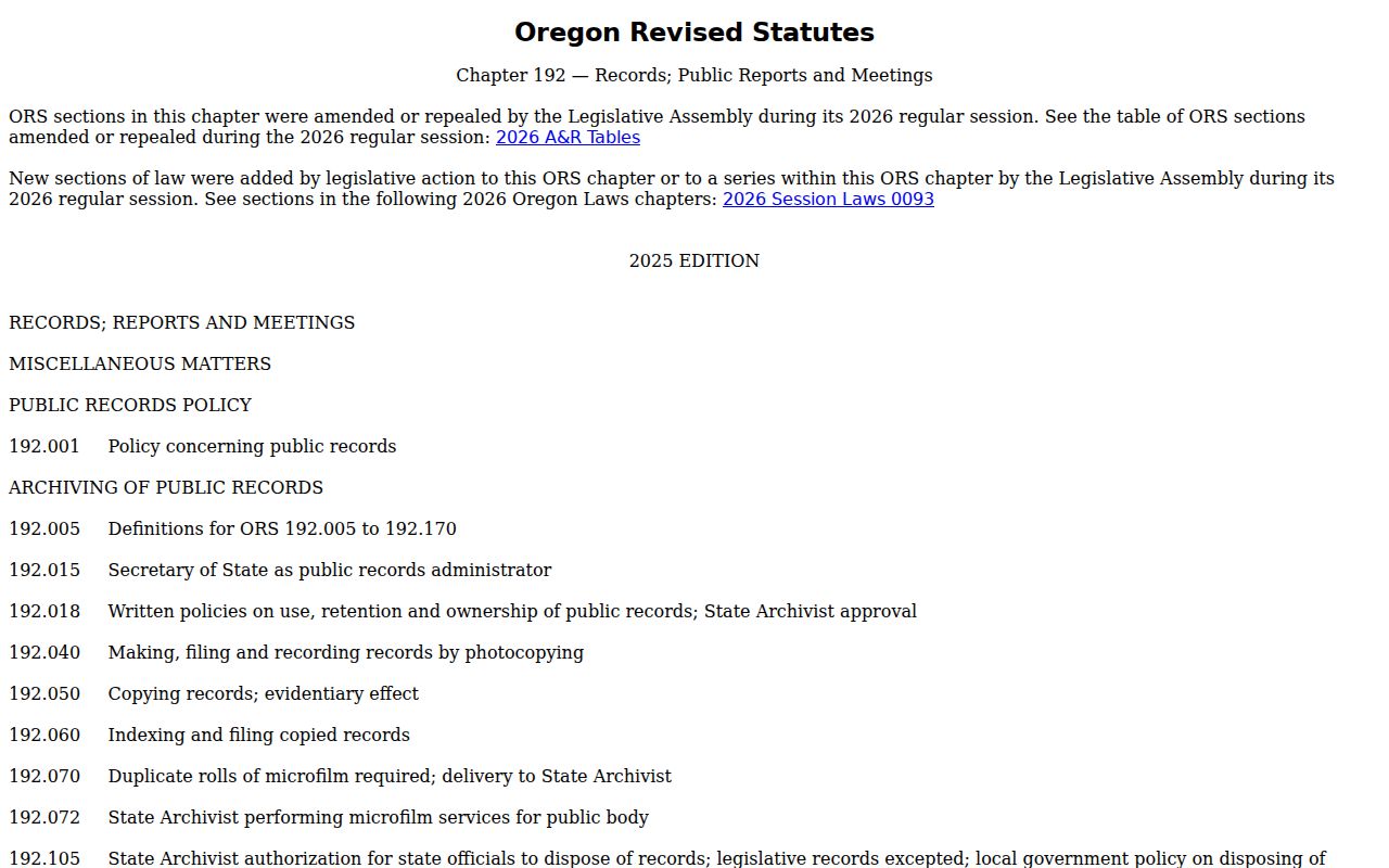 Oregon Public Records Law for Hood River County criminal records
