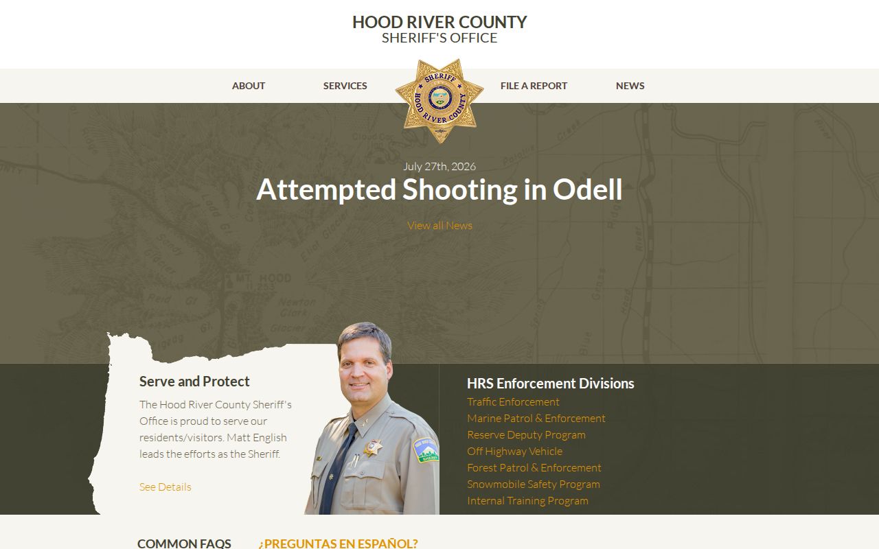 Hood River County Sheriff source for city criminal records